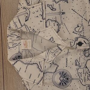 JANTZEN White Hawaiian Islands Nautical Map USA Sz S Button Up Shirt VTG 60s NEW